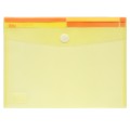 deli得力文件袋  5504 A4 透明粘扣文件袋 透明黄色 / 白色   12只/包